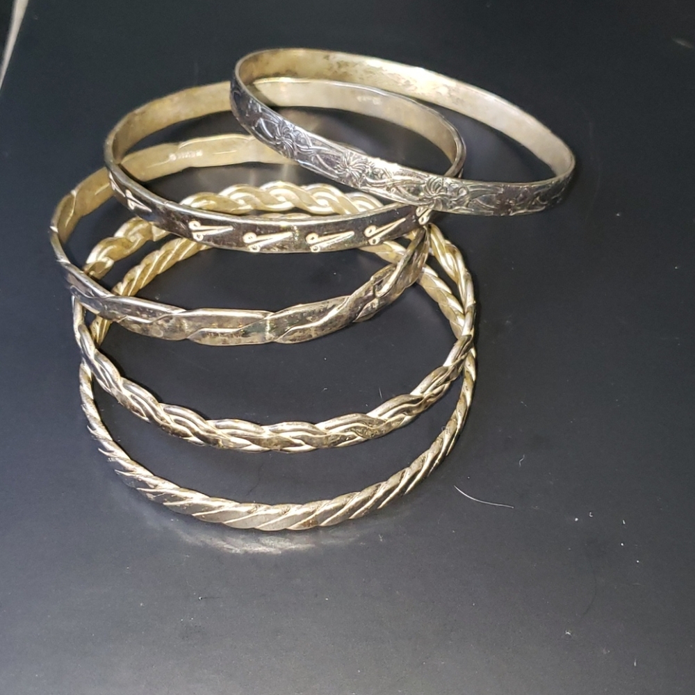 Silver bracelets set of 5